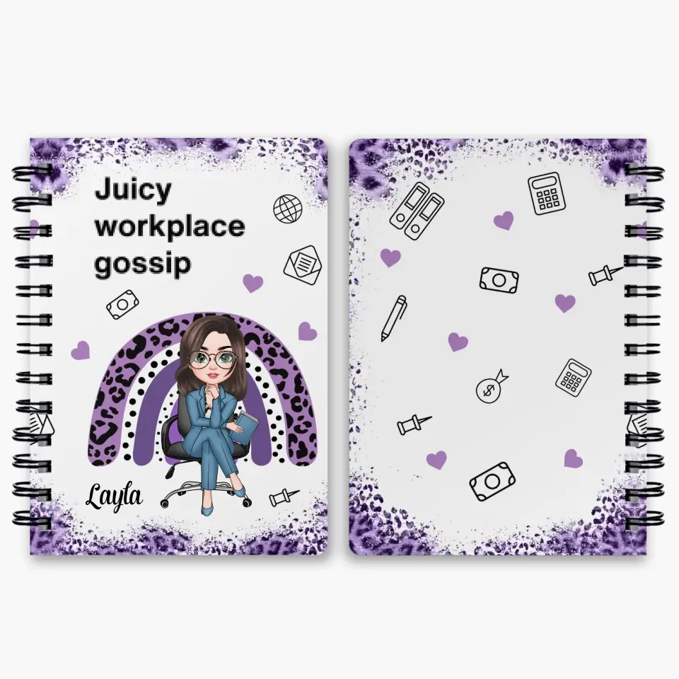 Juicy Workplace Gossip - Personalized Custom Spiral Journal - Birthday Gift For Office Staff, Colleague