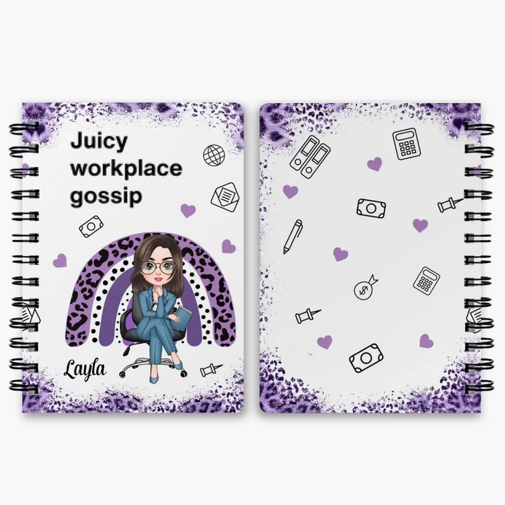 Juicy Workplace Gossip - Personalized Custom Spiral Journal - Birthday Gift For Office Staff, Colleague