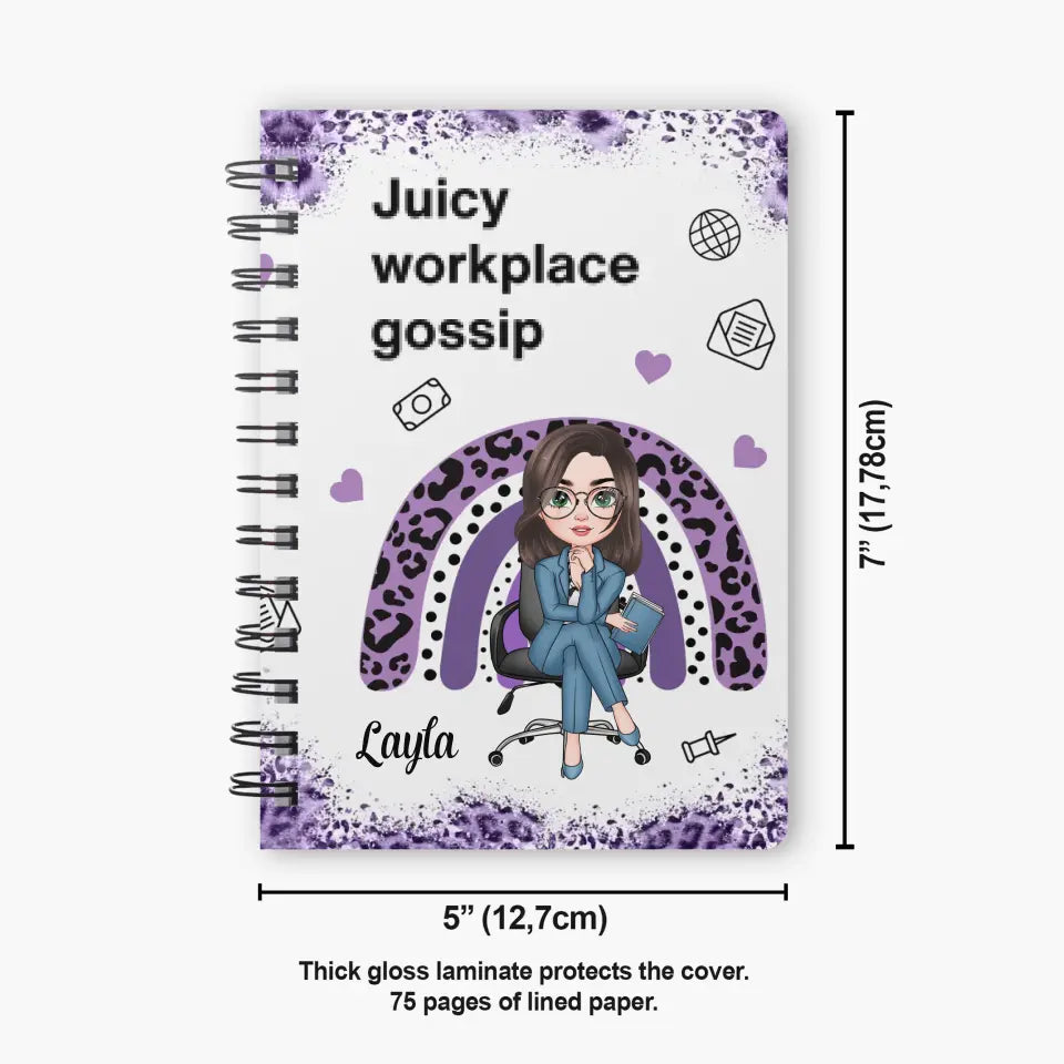 Juicy Workplace Gossip - Personalized Custom Spiral Journal - Birthday Gift For Office Staff, Colleague