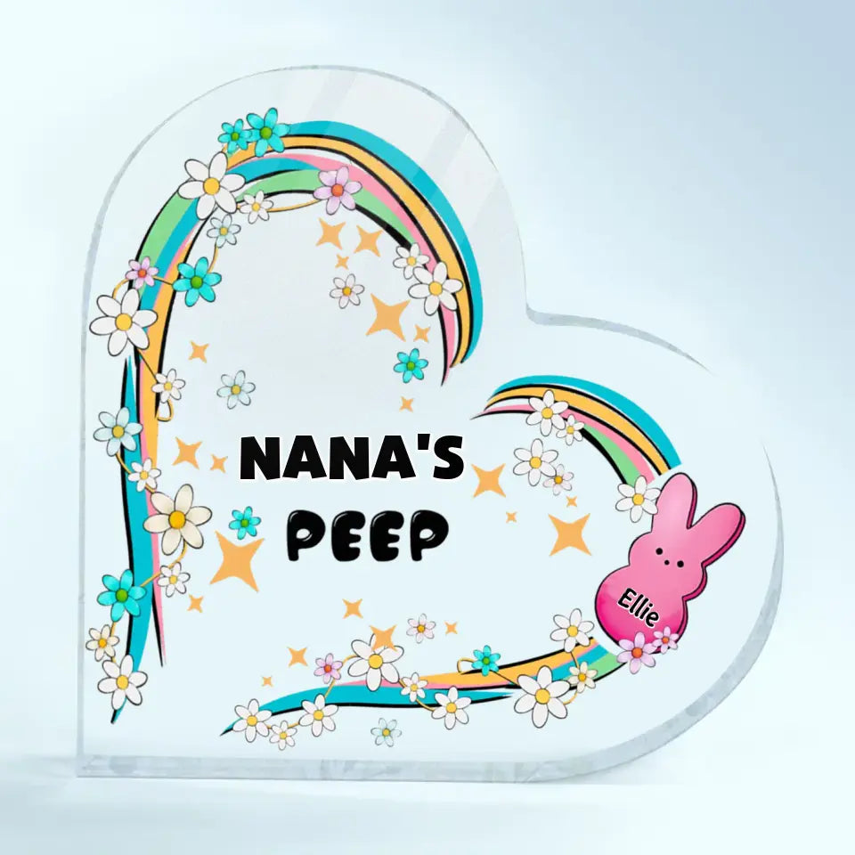Nana Peeps - Personalized Custom Heart-shaped Acrylic Plaque - Gift For Family Members, Grandma