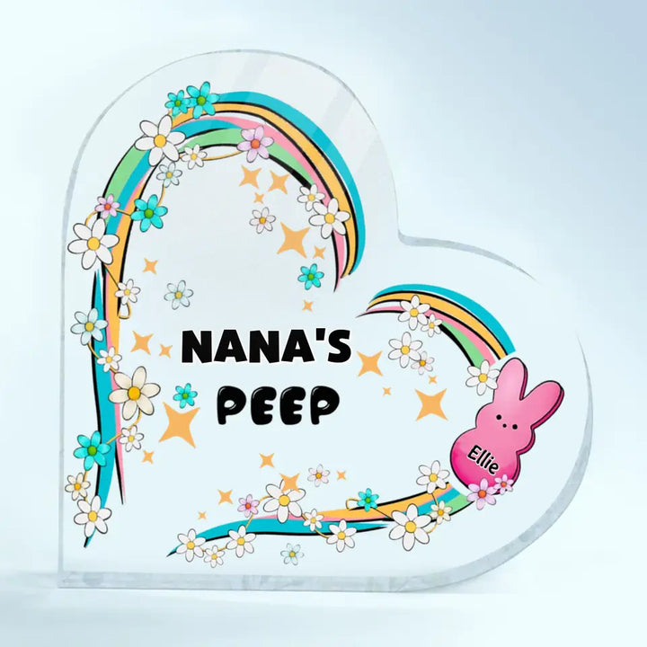 Nana Peeps - Personalized Custom Heart-shaped Acrylic Plaque - Gift For Family Members, Grandma