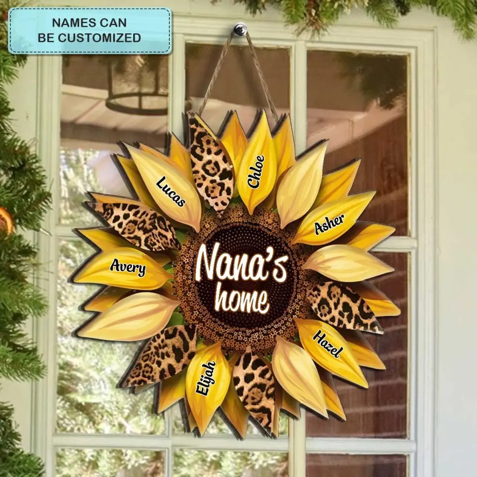 Sunflowers - Personalized Custom Door Sign - Gift For Grandma, Family Members