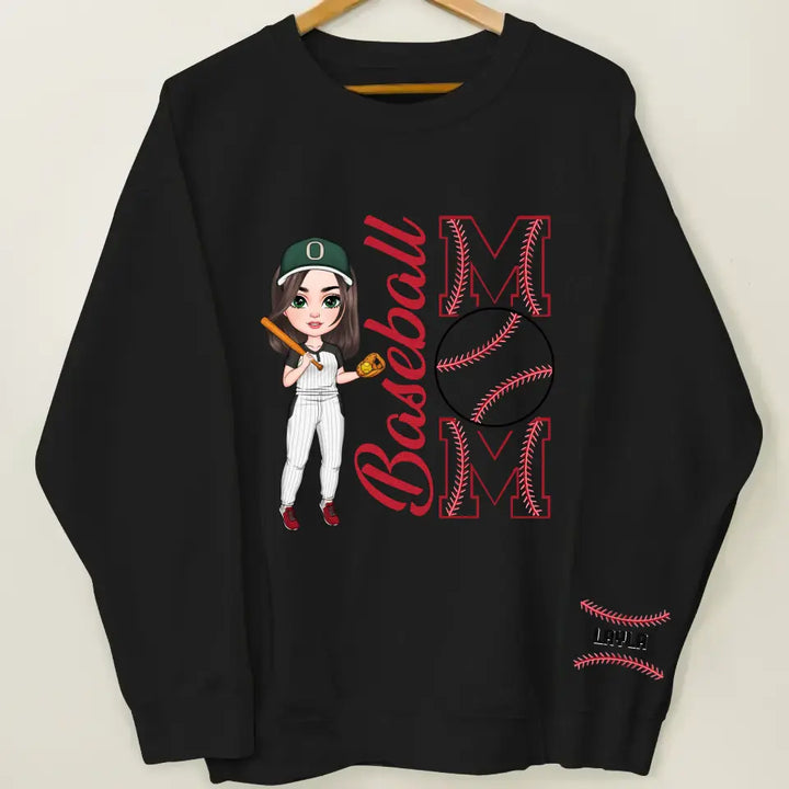 Baseball Mom - Personalized Custom Sweatshirt With Sleeves Imprint - Mother's Day, Gift For Mom
