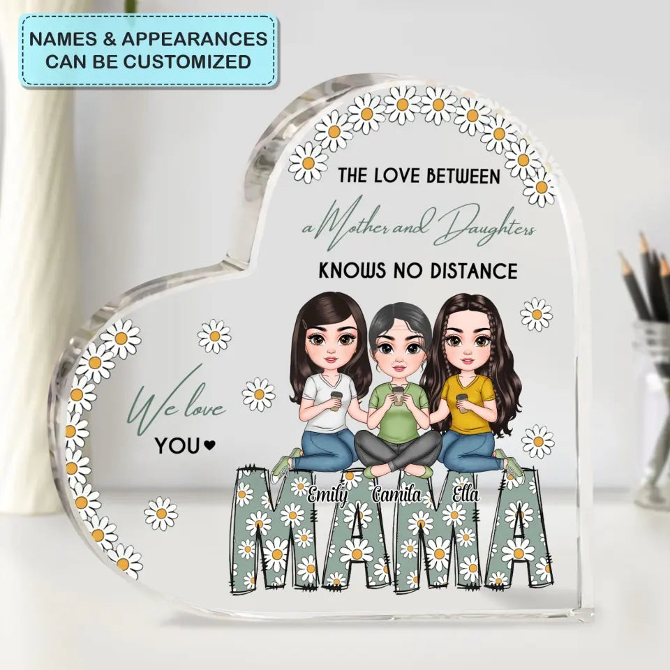 Mama, We Love You Daisy - Personalized Heart-shaped Acrylic Plaque - Mother's Day Gift For Mom