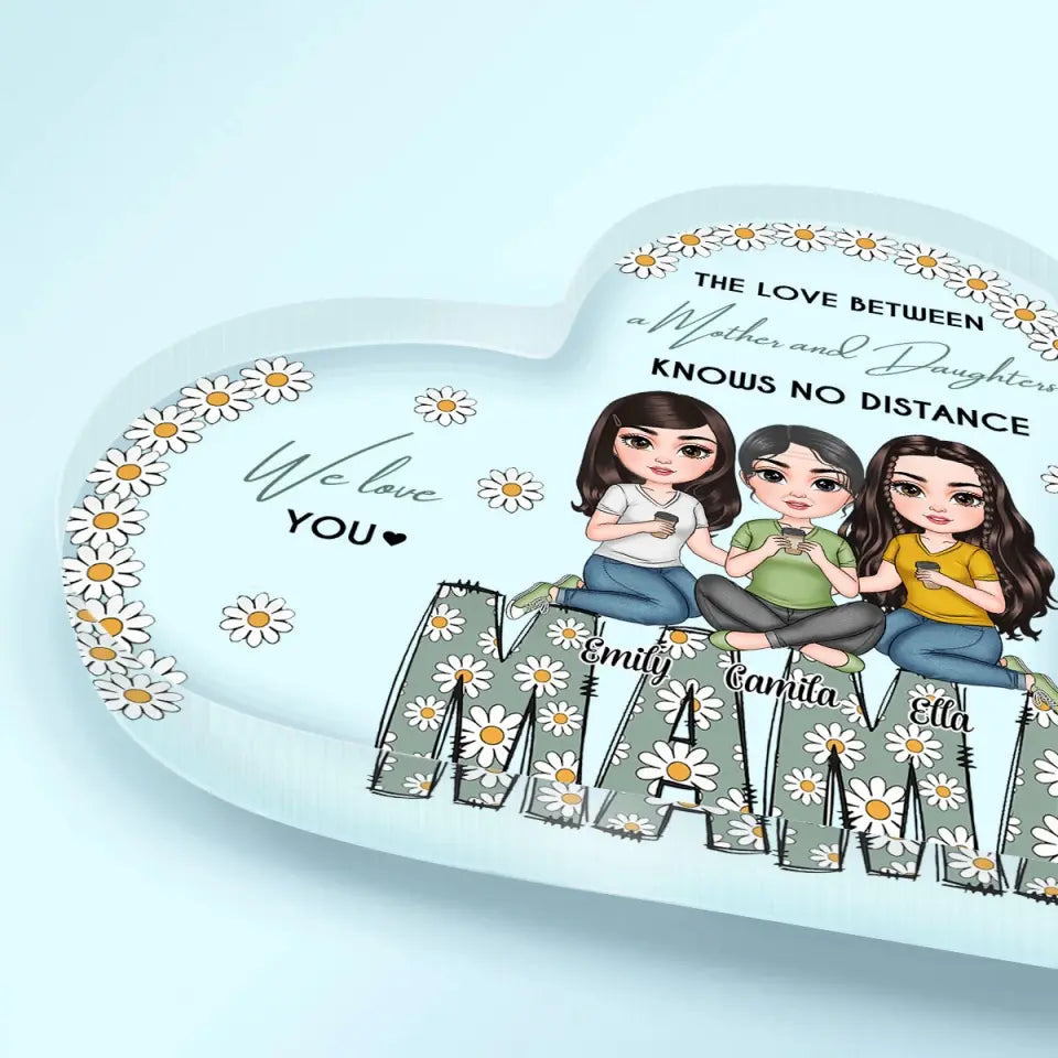 Mama, We Love You Daisy - Personalized Heart-shaped Acrylic Plaque - Mother's Day Gift For Mom
