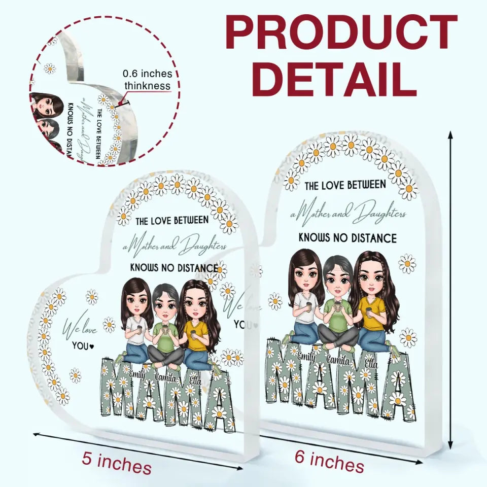 Mama, We Love You Daisy - Personalized Heart-shaped Acrylic Plaque - Mother's Day Gift For Mom