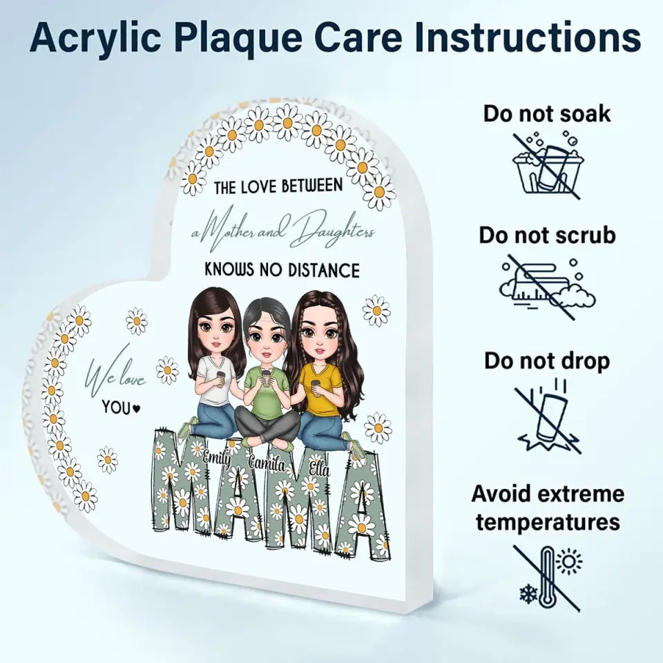 Mama, We Love You Daisy - Personalized Heart-shaped Acrylic Plaque - Mother's Day Gift For Mom