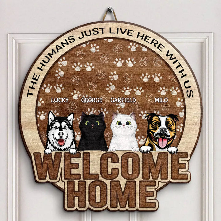 Welcome To Our Home - Personalized Custom Door Sign - For Cat Lover, Cat Dad, Cat Mom, Cat Owner
