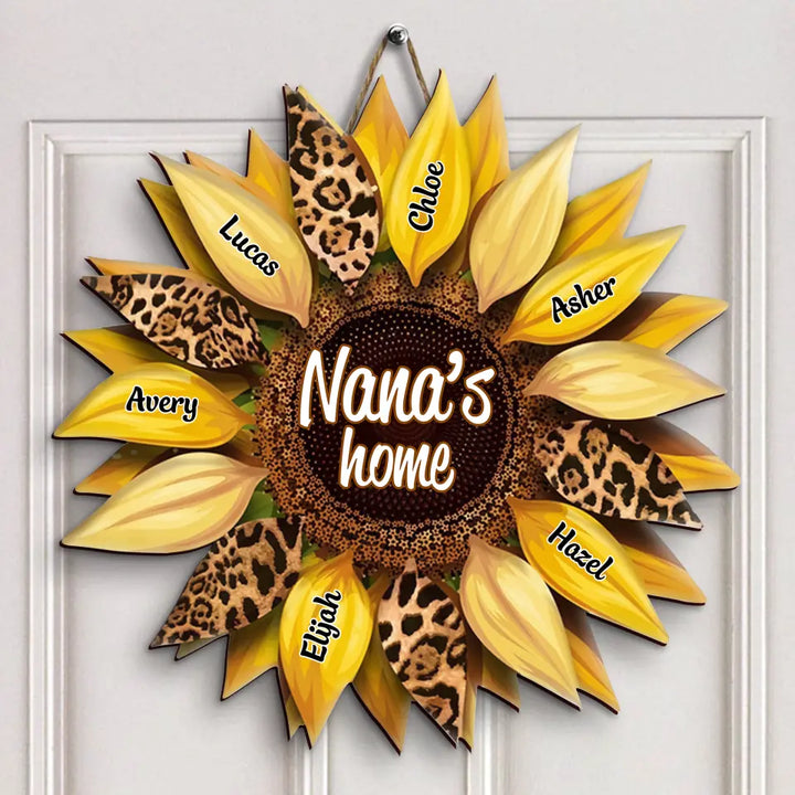 Sunflowers - Personalized Custom Door Sign - Gift For Grandma, Family Members
