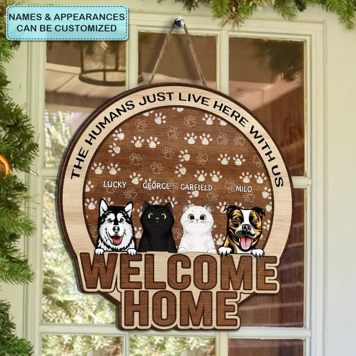 Welcome To Our Home - Personalized Custom Door Sign - For Cat Lover, Cat Dad, Cat Mom, Cat Owner