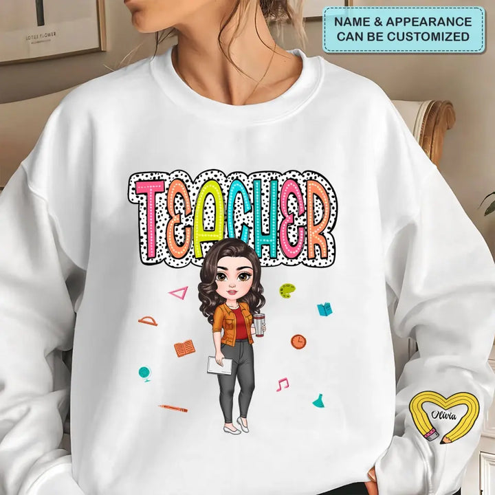 Teacher Life Dalmatian Dots - Personalized Custom Sweatshirt - Teacher's Day, Appreciation Gift For Teacher