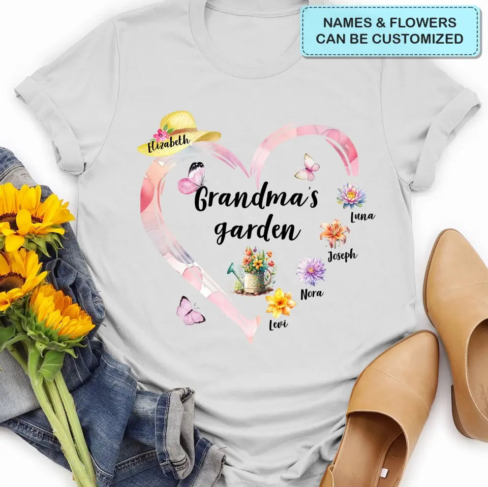 Grandma's Garden - Personalized Custom T-shirt - Mother's Day Gift For Grandma, Family Members