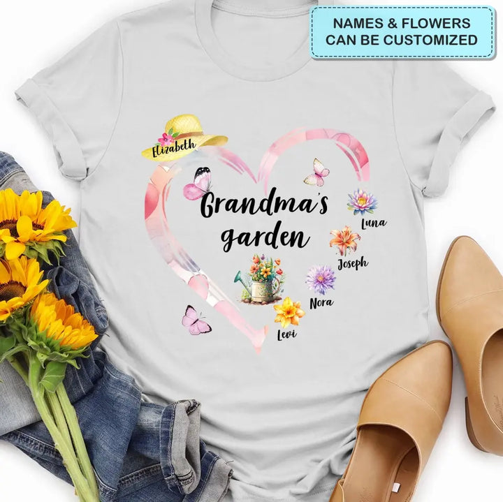 Grandma's Garden - Personalized Custom T-shirt - Mother's Day Gift For Grandma, Family Members