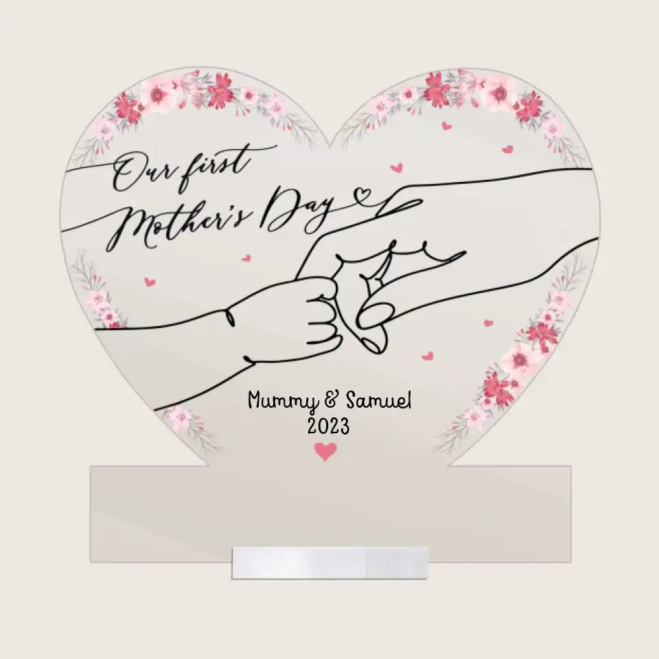 Our First Mother's Day - Personalized Acrylic Plaque Clear Stand - Mother's Day Gift For Mom, Family Members