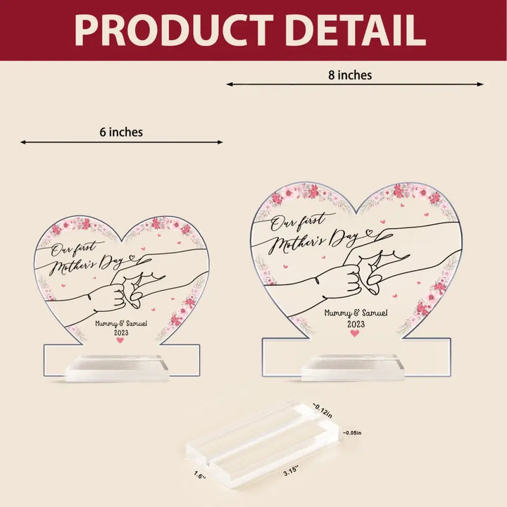 Our First Mother's Day - Personalized Acrylic Plaque Clear Stand - Mother's Day Gift For Mom, Family Members