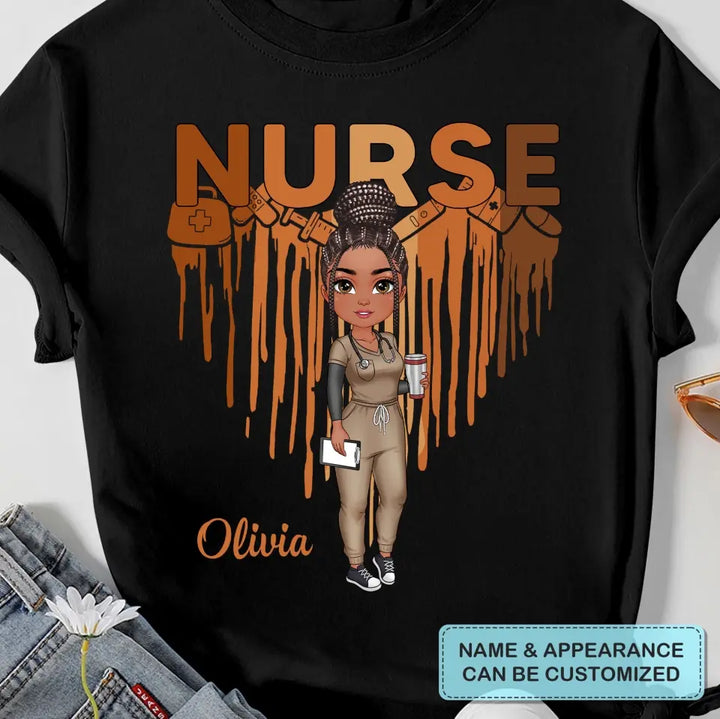 Dripping Heart Nurse - Personalized Custom T-shirt - Nurse's Day, Appreciation Gift For Nurse