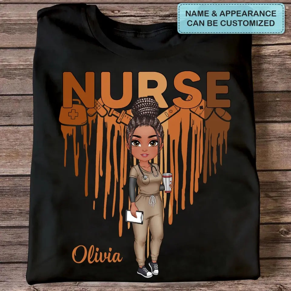 Dripping Heart Nurse - Personalized Custom T-shirt - Nurse's Day, Appreciation Gift For Nurse
