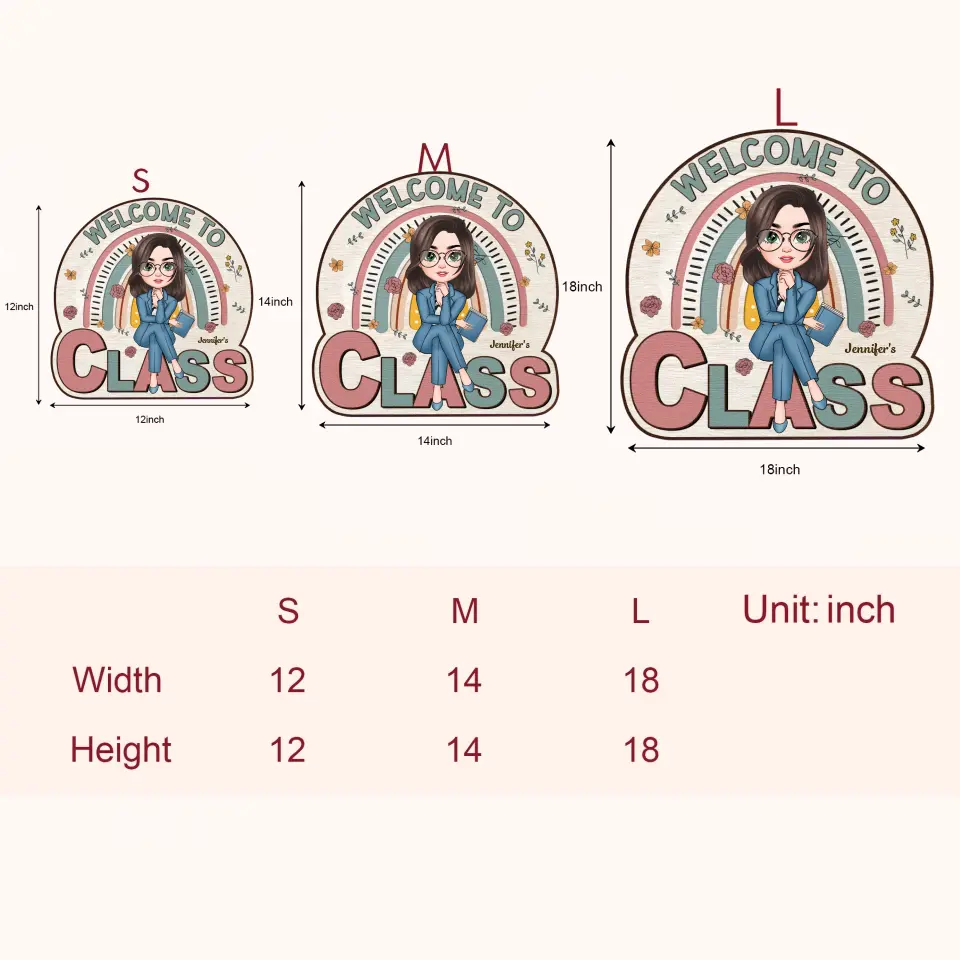 Welcome To My Class Floral - Personalized Custom Door Sign - Teacher's Day Gift For Teacher