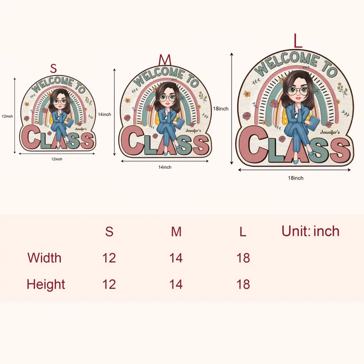 Welcome To My Class Floral - Personalized Custom Door Sign - Teacher's Day Gift For Teacher