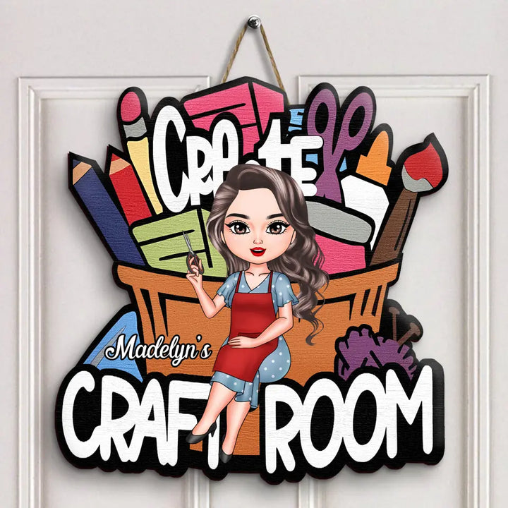 My Craft Room - Personalized Custom Door Sign - Gift For Craft Lover, Craft Girl