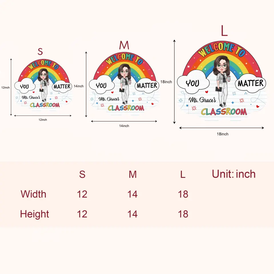 Welcome To The Class Rainbow - Personalized Custom Door Sign - Teacher's Day, Appreciation Gift For Teacher