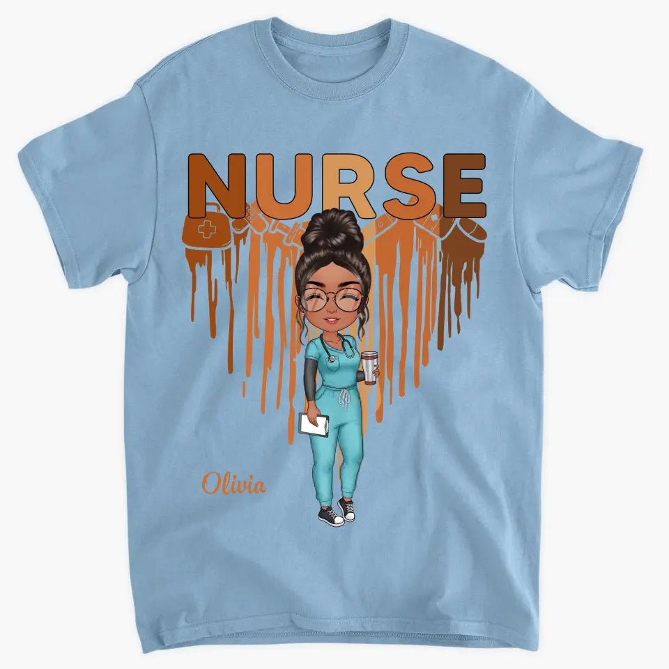 Dripping Heart Nurse - Personalized Custom T-shirt - Nurse's Day, Appreciation Gift For Nurse