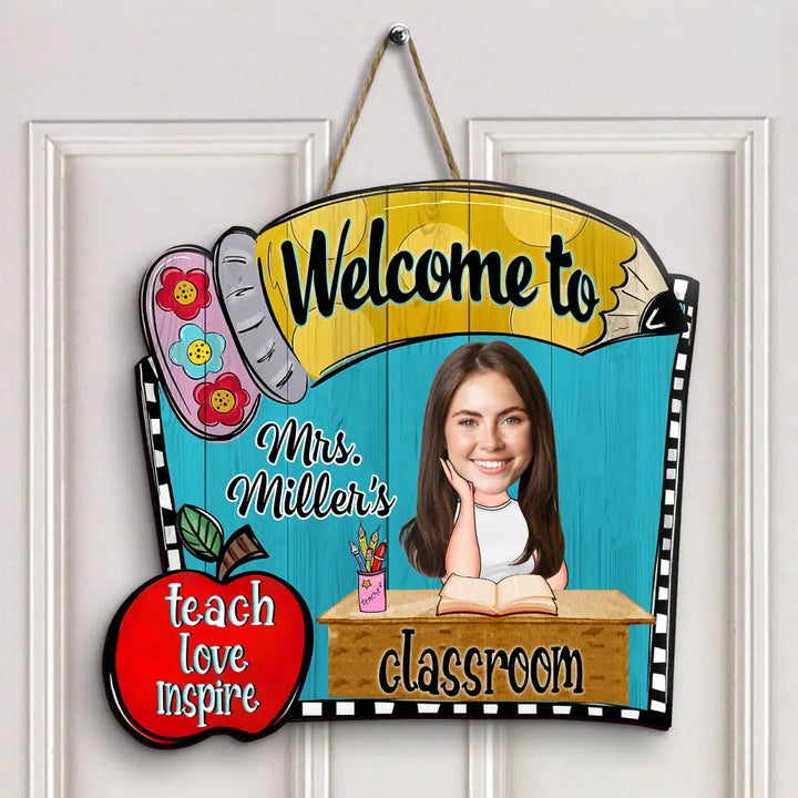 Teacher Pencil Door Sign - Personalized Custom Door Sign - Teacher's Day, Appreciation Gift For Teacher