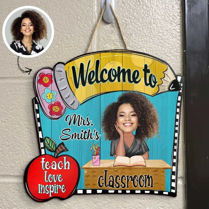 Teacher Pencil Door Sign - Personalized Custom Door Sign - Teacher's Day, Appreciation Gift For Teacher