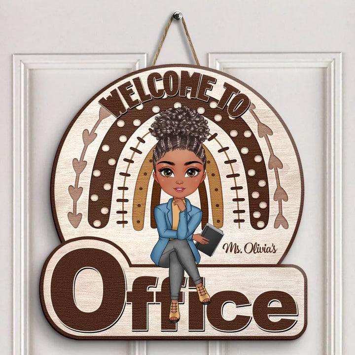 My Office Rainbow - Personalized Custom Door Sign - Gift For Office Staff, Colleagues