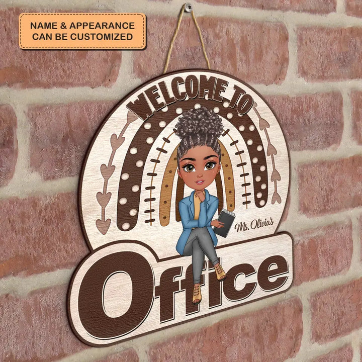 My Office Rainbow - Personalized Custom Door Sign - Gift For Office Staff, Colleagues