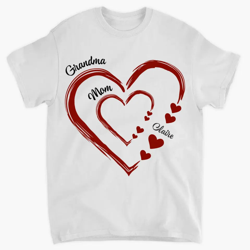 Mom Grandma Heart - Personalized Custom T-shirt - Mother's Day, Gift For Mom, Grandma