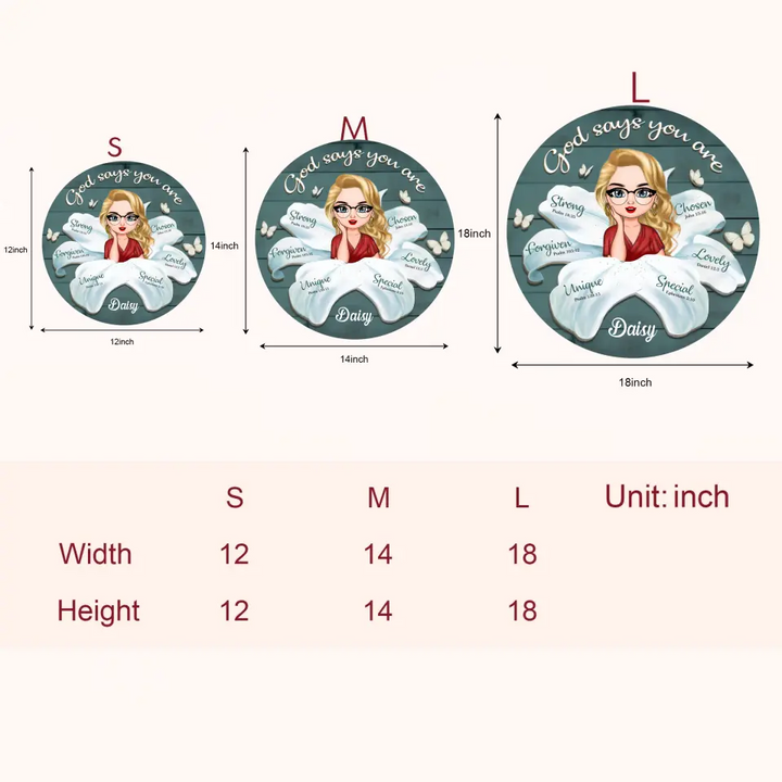 God Says You Are - Personalized Custom Door Sign - Gift For Family Members, Friends