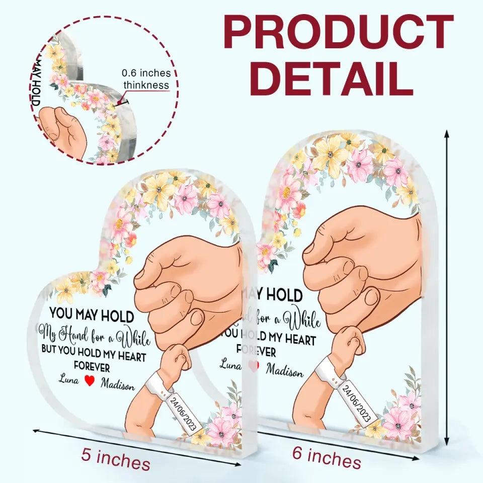 Our First Mother's Day - Personalized Custom Heart-shaped Acrylic Plaque - Mother's Day Gift For Mom, Family Members