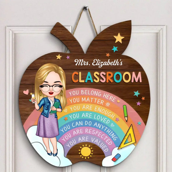 You Belong Here - Personalized Custom Door Sign - Teacher's Day, Appreciation Gift For Teacher