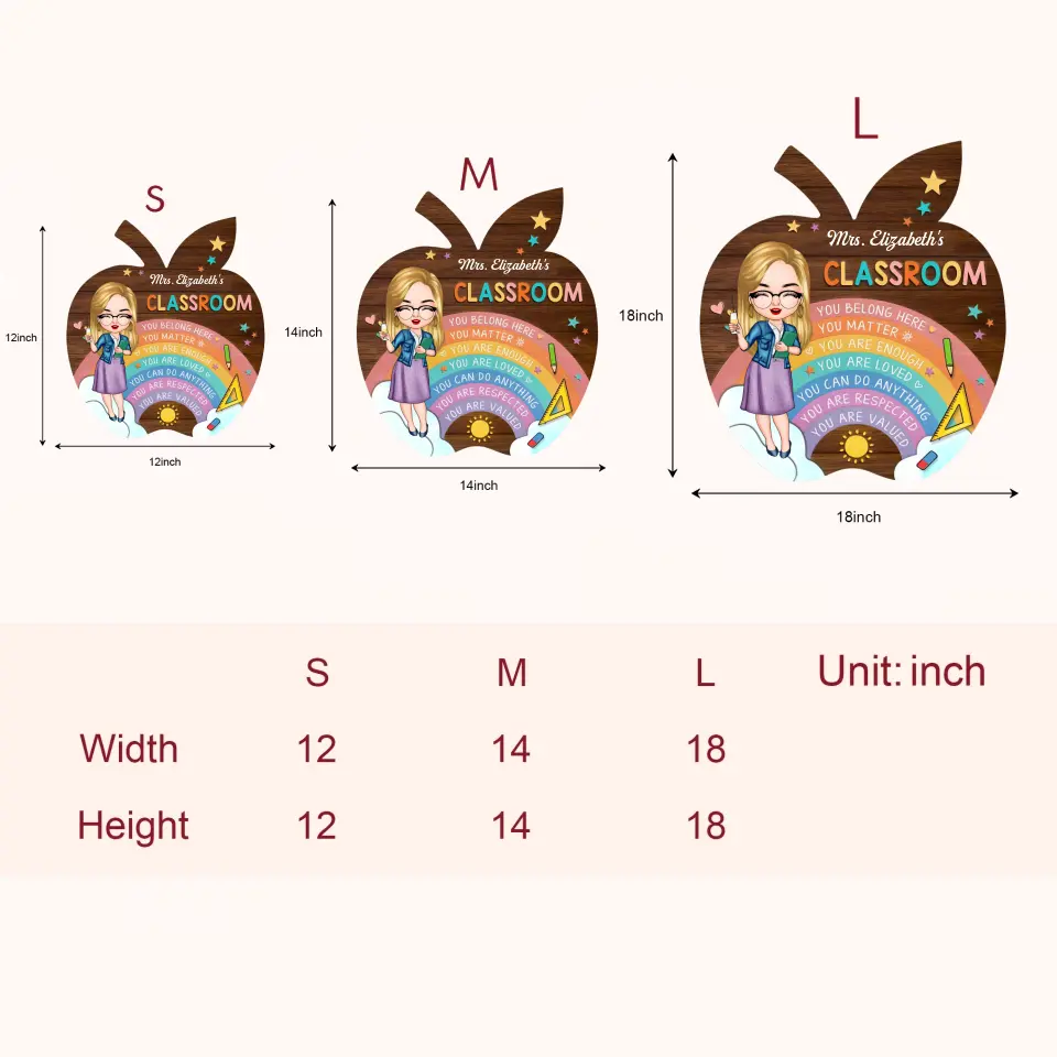 You Belong Here - Personalized Custom Door Sign - Teacher's Day, Appreciation Gift For Teacher