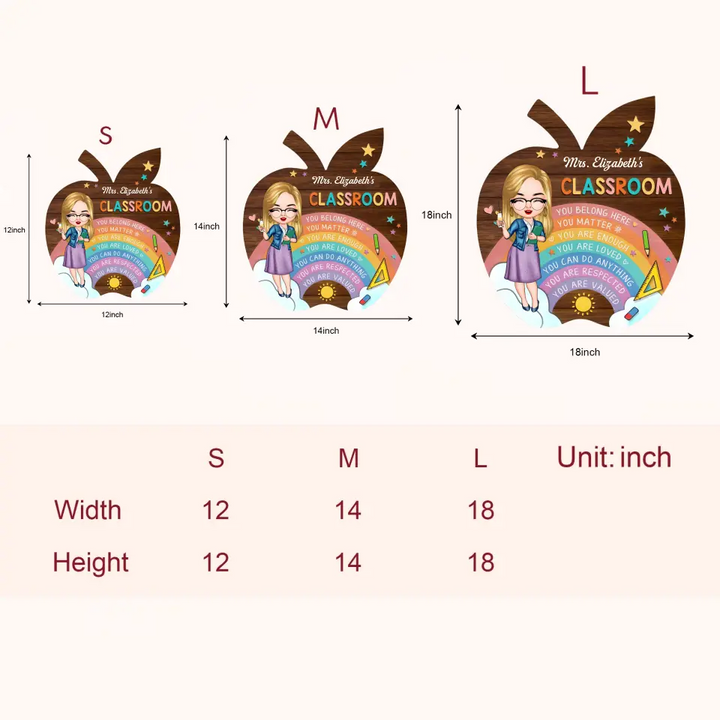 You Belong Here - Personalized Custom Door Sign - Teacher's Day, Appreciation Gift For Teacher