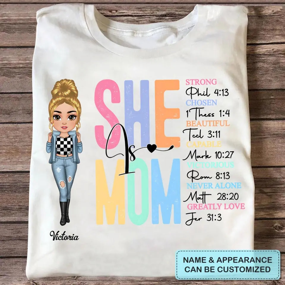 She Is Mom - Personalized Custom T-shirt - Mother's Day Gift For Mom, Family Members