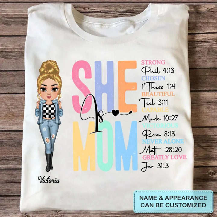 She Is Mom - Personalized Custom T-shirt - Mother's Day Gift For Mom, Family Members
