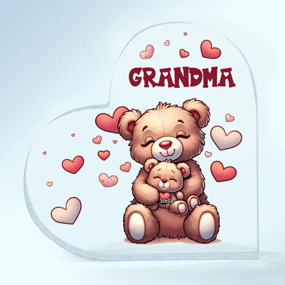 Nana's Bear - Personalized Custom Heart-shaped Acrylic Plaque -  Mother's Day Gift For Grandma