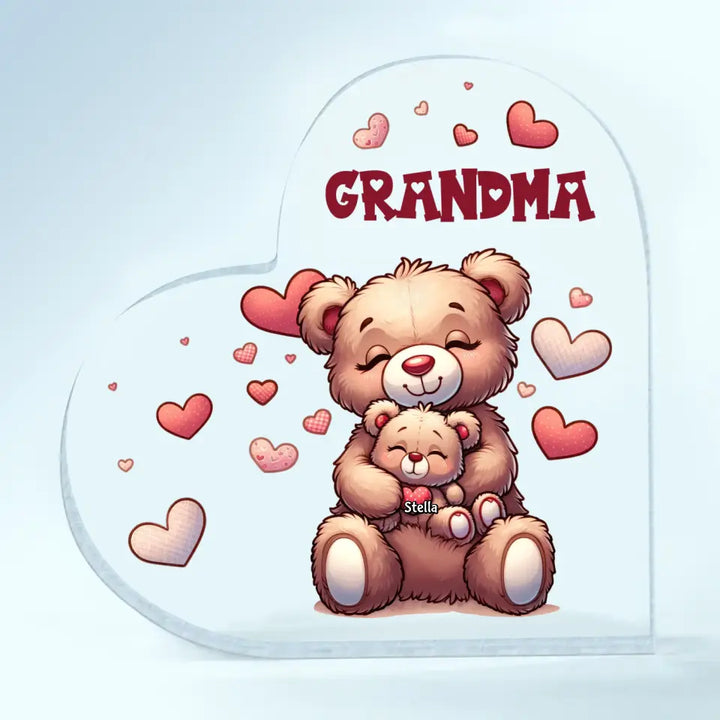 Nana's Bear - Personalized Custom Heart-shaped Acrylic Plaque -  Mother's Day Gift For Grandma
