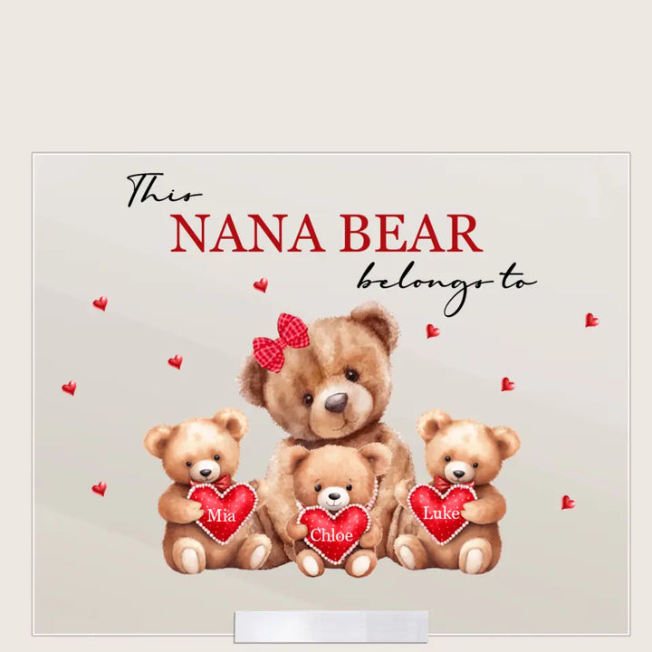 This Mama Bear Belong To - Personalized Custom Acrylic Plaque Clear Stand - Mother's Day Gift For Mom, Grandma, Family Members