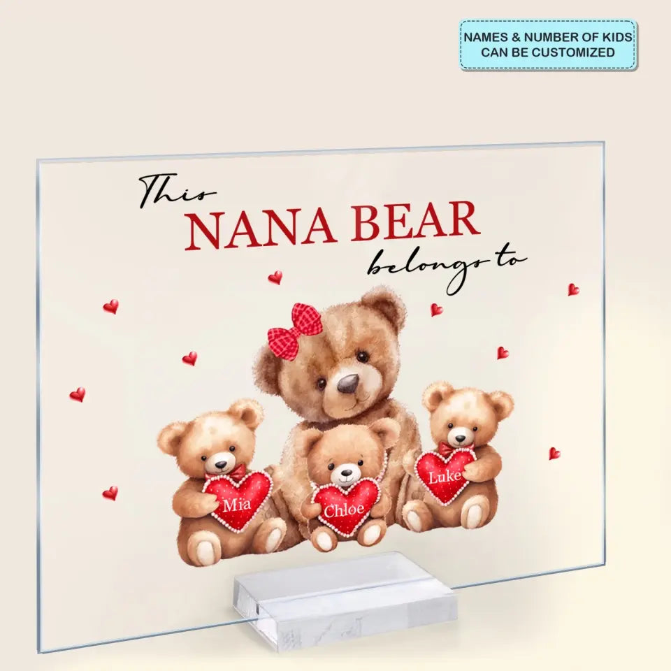 This Mama Bear Belong To - Personalized Custom Acrylic Plaque Clear Stand - Mother's Day Gift For Mom, Grandma, Family Members