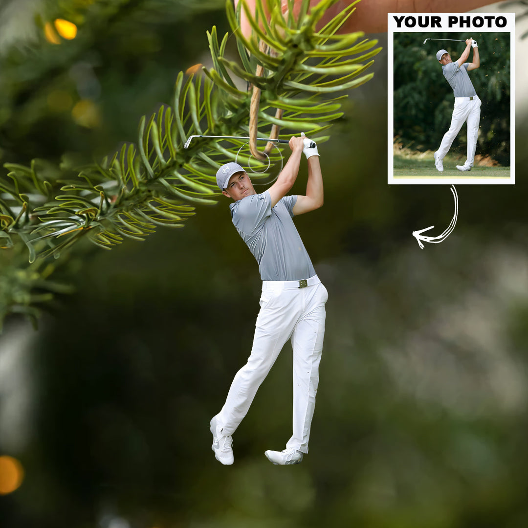 The Golden Swing - Personalized Photo Mica Ornament - Christmas Gift For Sport Lovers, Golf Lovers