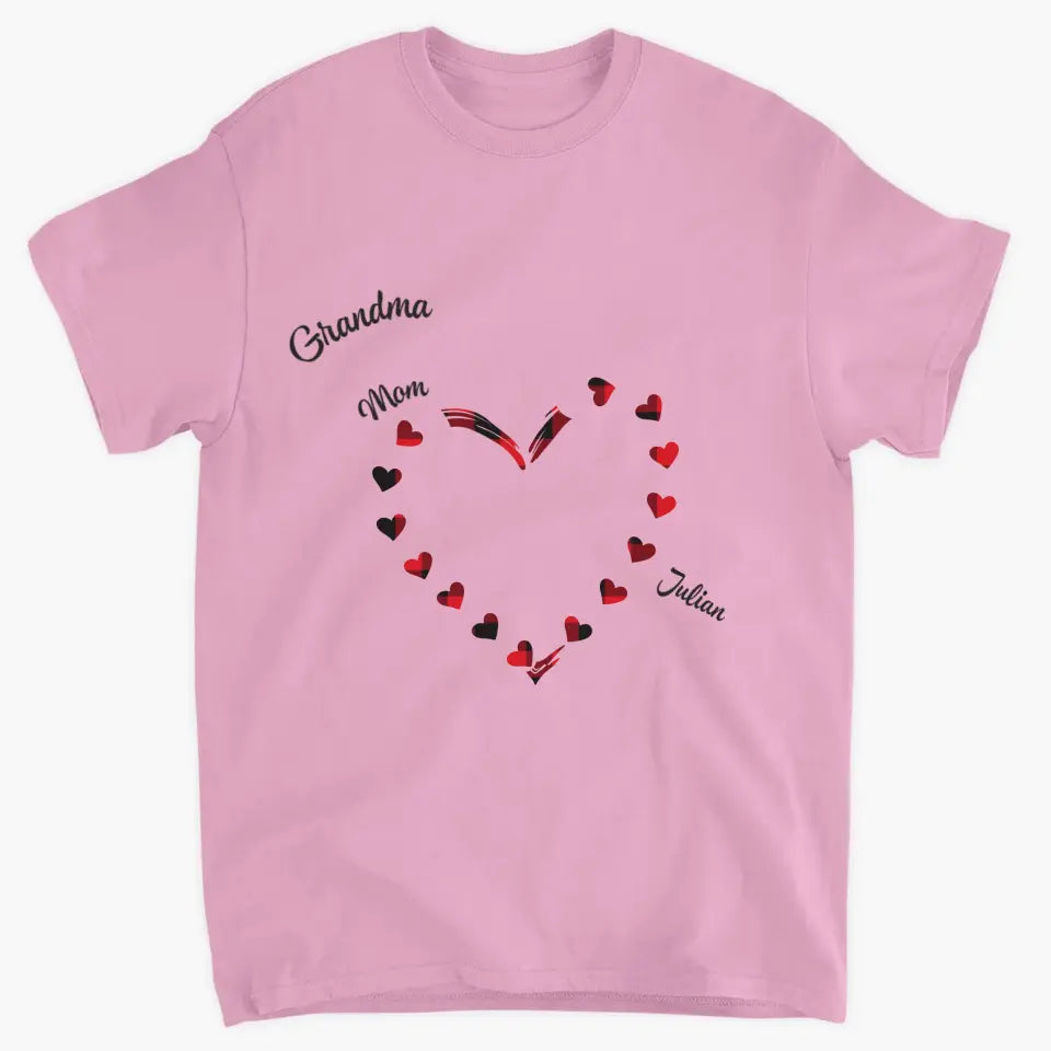 Mom Grandma Colorful Heart - Personalized Custom T-shirt - Mother's Day, Gift For Mom, Grandma