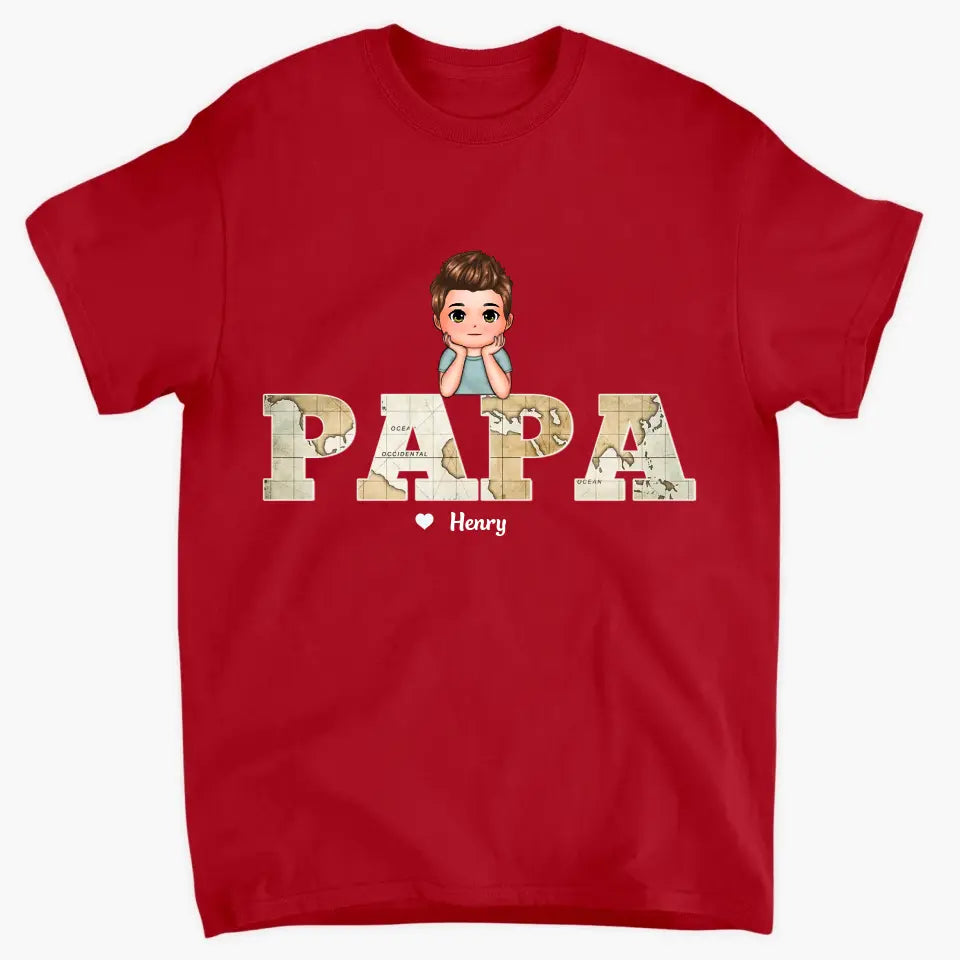 Vintage Map Papa - Custom T-shirt - Father's Day Gift