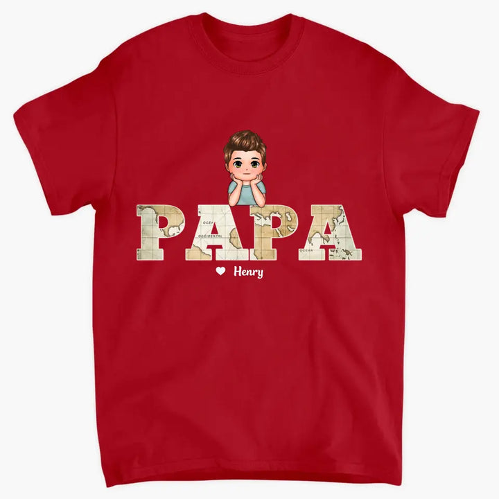 Vintage Map Papa - Custom T-shirt - Father's Day Gift