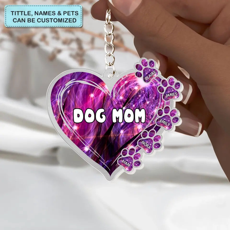 Lovely Heart - Personalized Custom One-Side Acrylic Keychain - Gift For Pet Owner, Pet Lover