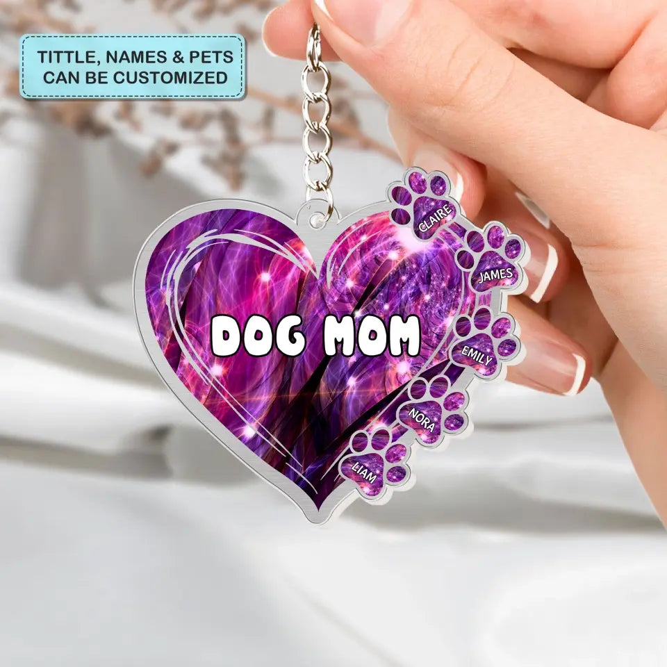 Lovely Heart - Personalized Custom One-Side Acrylic Keychain - Gift For Pet Owner, Pet Lover