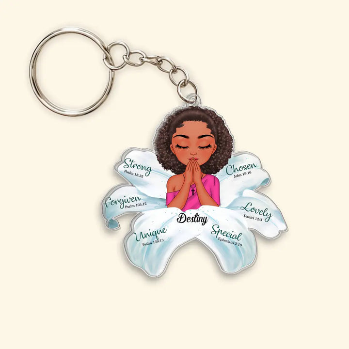 Praying Keychain - Personalized Custom Acrylic Keychain - Gift For Family, Family Members CLA0HD023