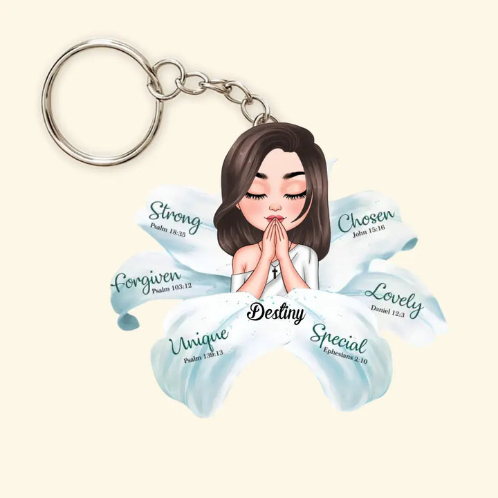 Praying Keychain - Personalized Custom Acrylic Keychain - Gift For Family, Family Members CLA0HD023